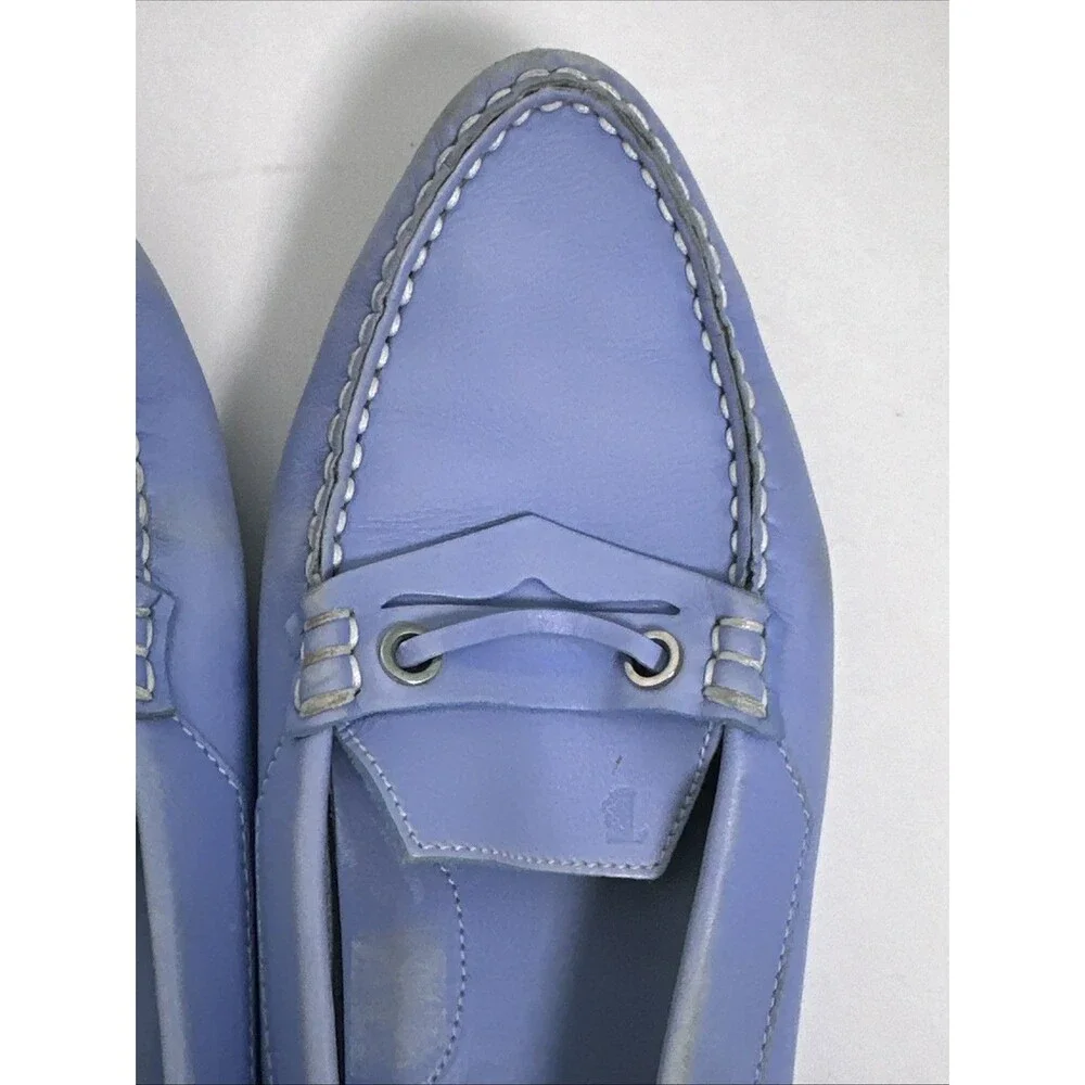 Tod’s light blue leather penny loafers Contrast Stitching Women’s Sz 9 Non Slip